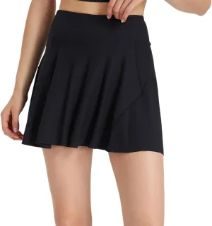 Lu's Chic Women's High Waisted Scooter Cute Skort Skirt Running Stretch Athletic Elastic Waist Soft Summer Culottes