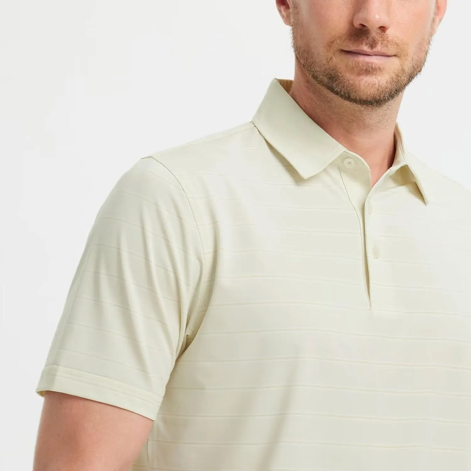 M MAELREG Mens Polo Shirts Short Sleeve Stripe Heather Dry Fit Polo Shirts for Men Moisture Wicking Mens Golf Shirt