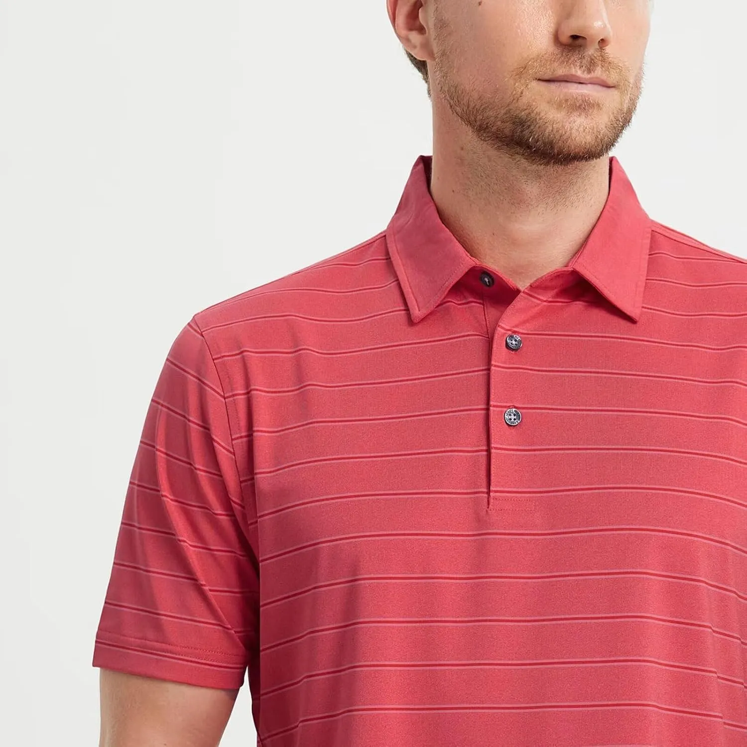 M MAELREG Mens Polo Shirts Short Sleeve Stripe Heather Dry Fit Polo Shirts for Men Moisture Wicking Mens Golf Shirt