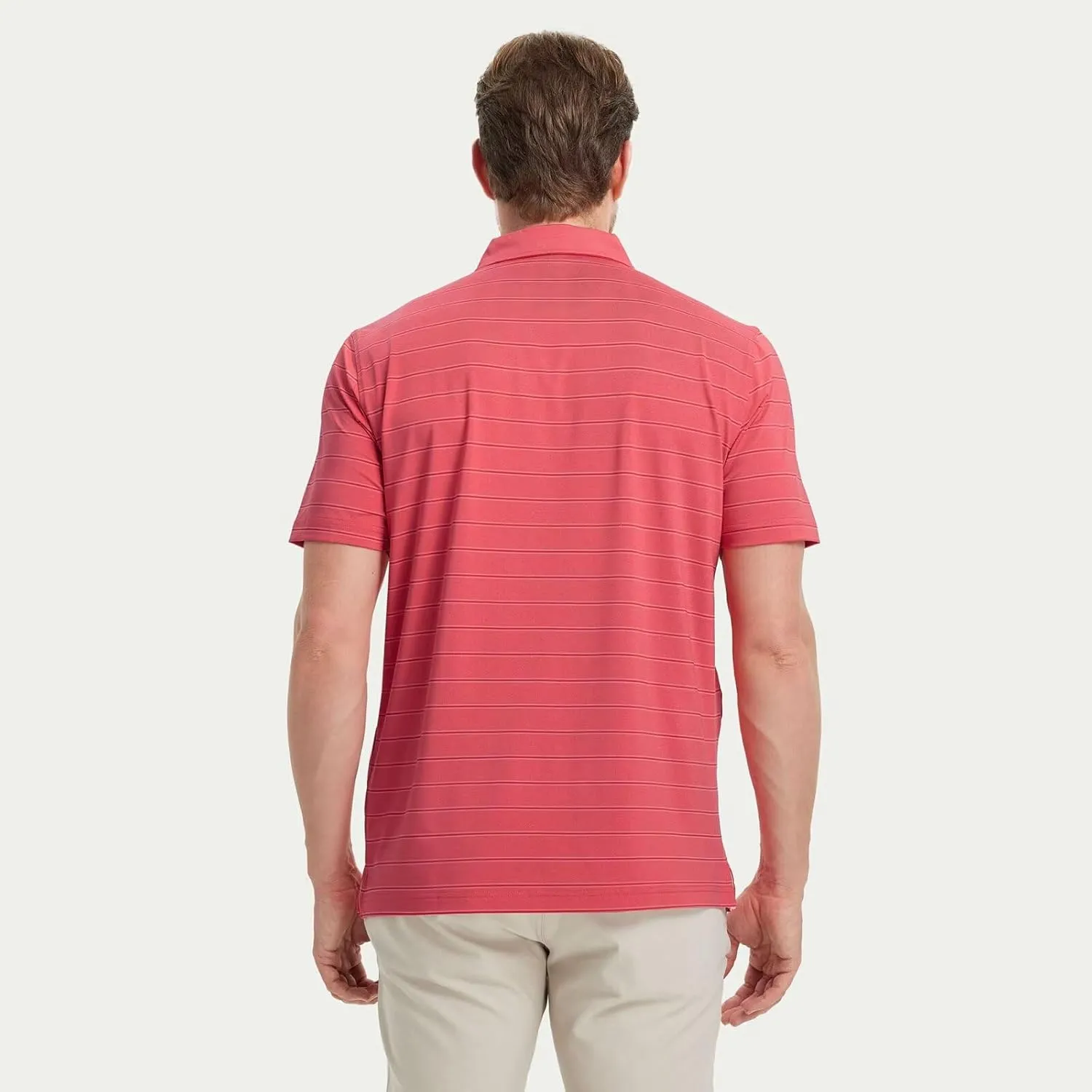 M MAELREG Mens Polo Shirts Short Sleeve Stripe Heather Dry Fit Polo Shirts for Men Moisture Wicking Mens Golf Shirt