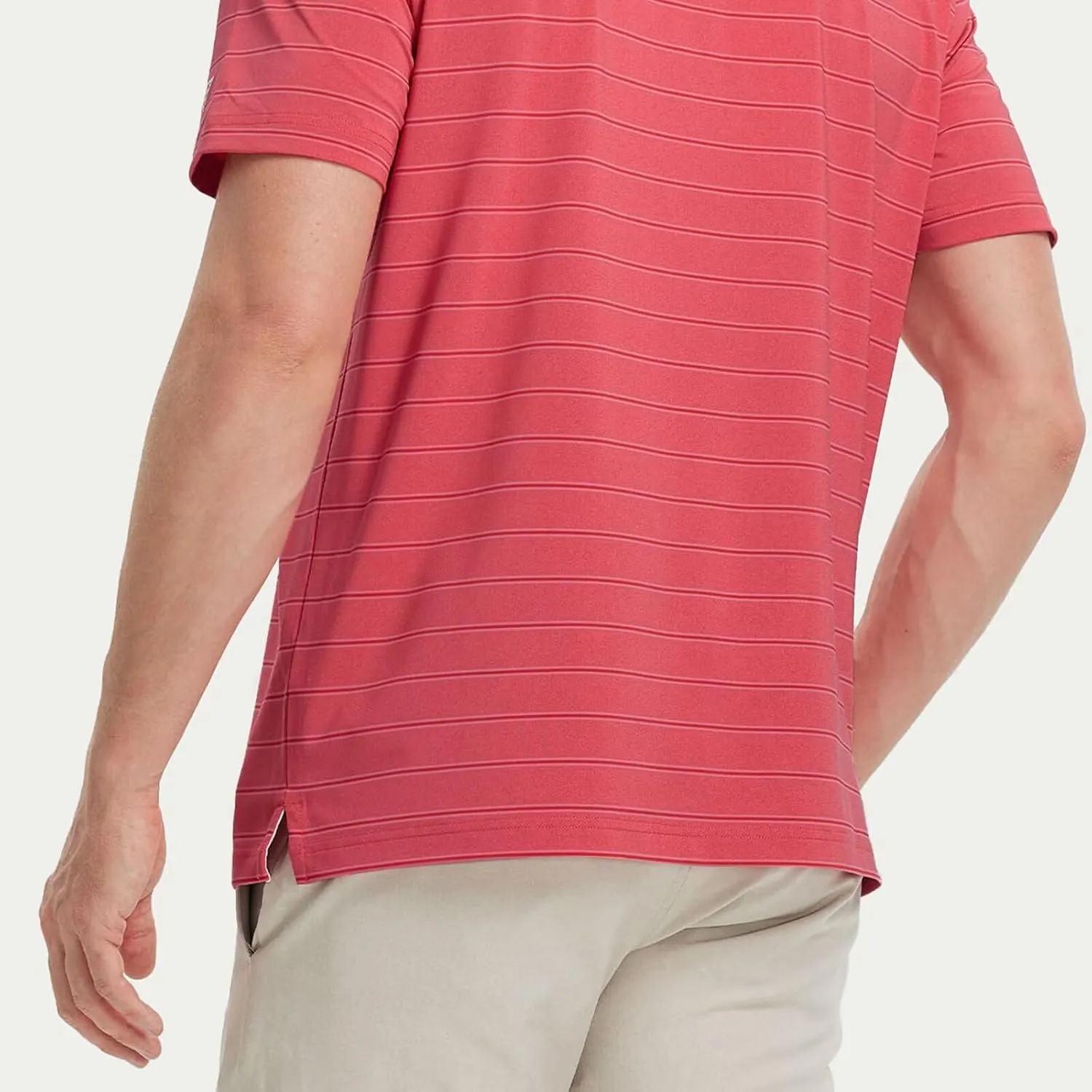 M MAELREG Mens Polo Shirts Short Sleeve Stripe Heather Dry Fit Polo Shirts for Men Moisture Wicking Mens Golf Shirt