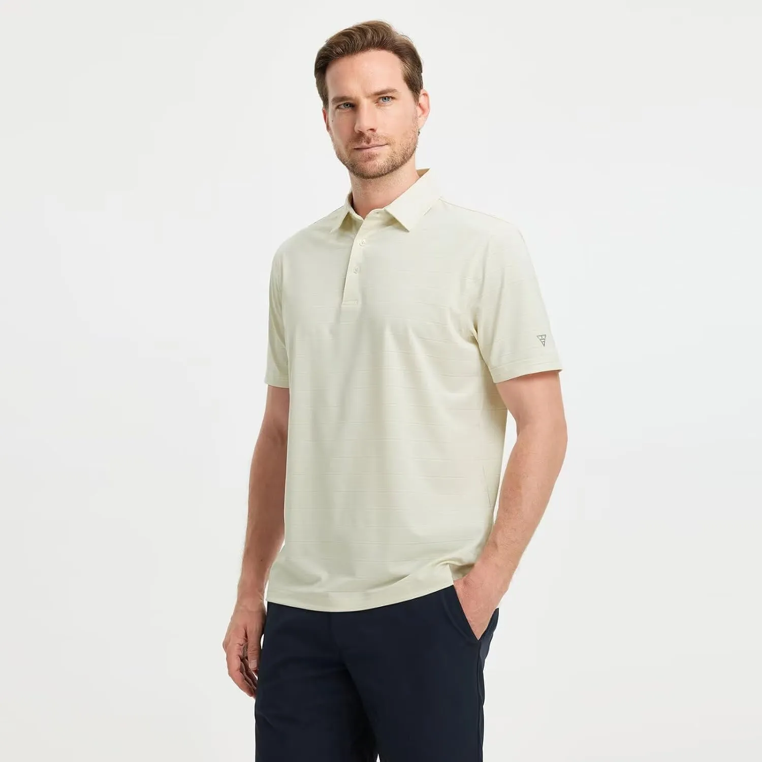 M MAELREG Mens Polo Shirts Short Sleeve Stripe Heather Dry Fit Polo Shirts for Men Moisture Wicking Mens Golf Shirt