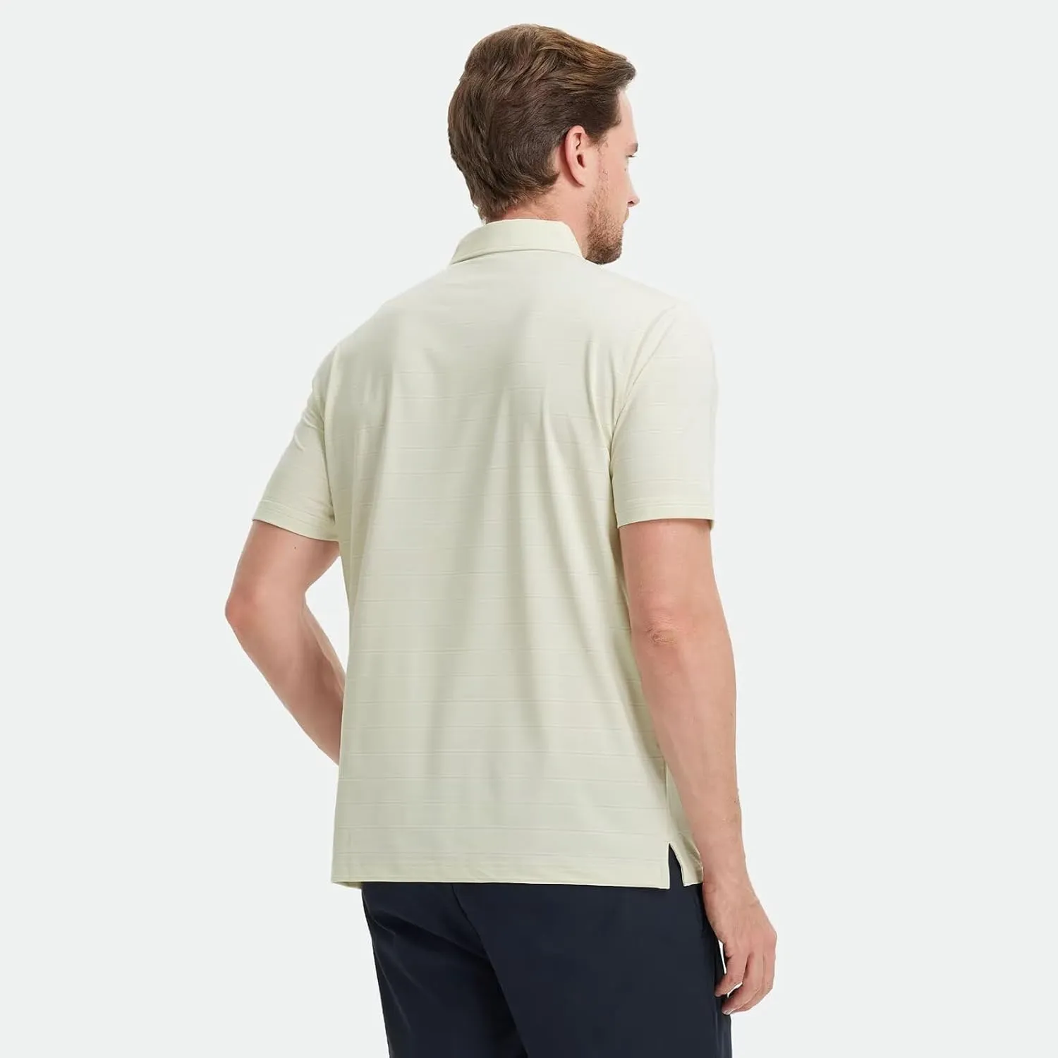 M MAELREG Mens Polo Shirts Short Sleeve Stripe Heather Dry Fit Polo Shirts for Men Moisture Wicking Mens Golf Shirt