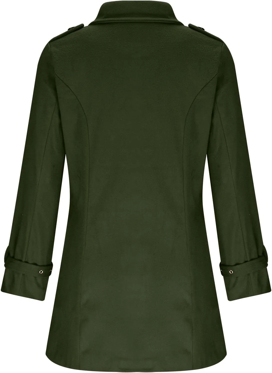 maisdgop Trench Coat for Women Long Sleeve Lapel Pea Coats Winter Double Breasted Windbreaker Casual Comfy Woolen Overcoat