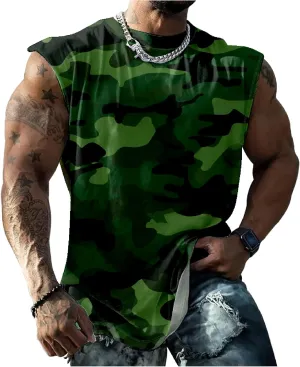 MARSVOVO Hawaiian Shirt for Men Funny Graphic Vintage Summer Sleeveless Crewneck Soft Quick Dry Beach Tank Tops for Men