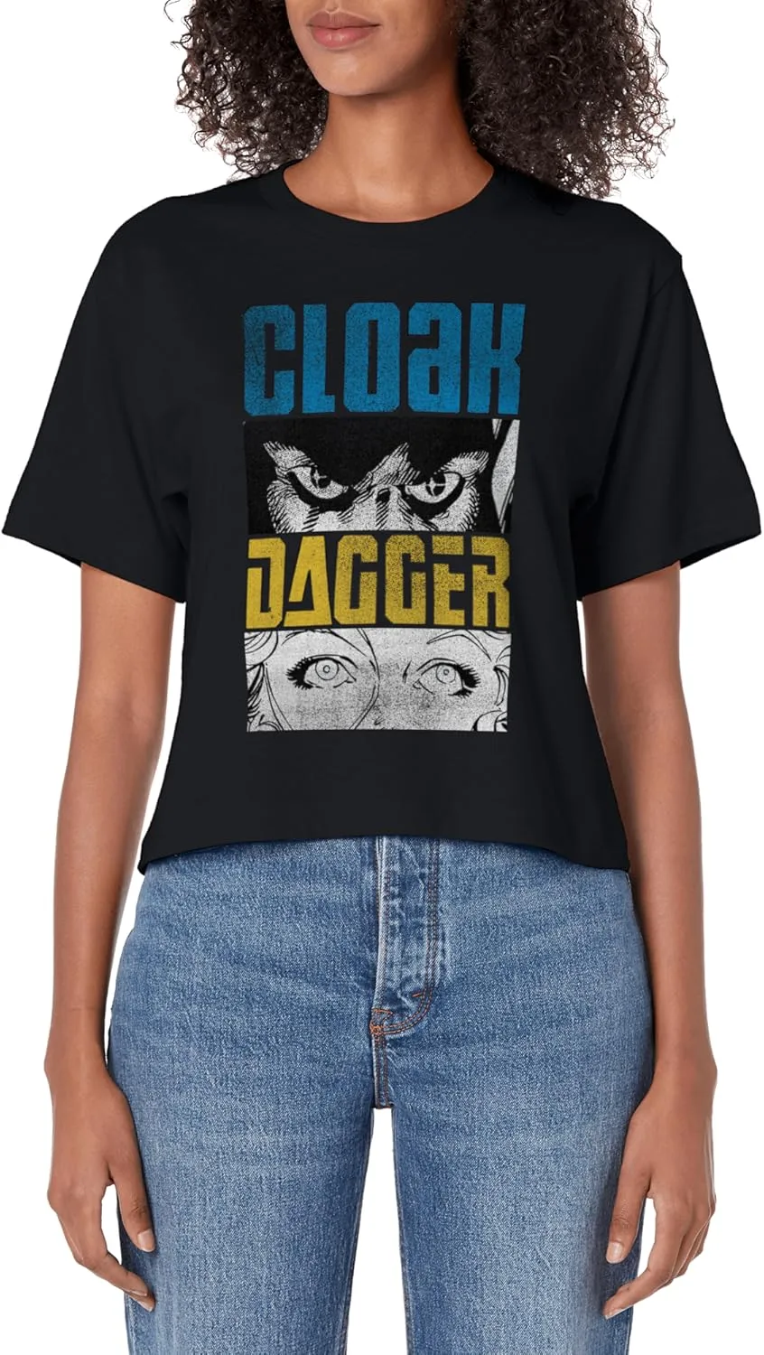 Marvel Cloak Dagger Face Close Up Panels Women's Crop Top