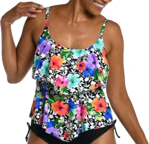 Maxine Of Hollywood Women's 2-Tiered Ruffle Tankini Swimsuit Top