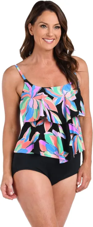 Maxine of Hollywood Women's 2-Tiered Ruffle Tankini Swimsuit Top