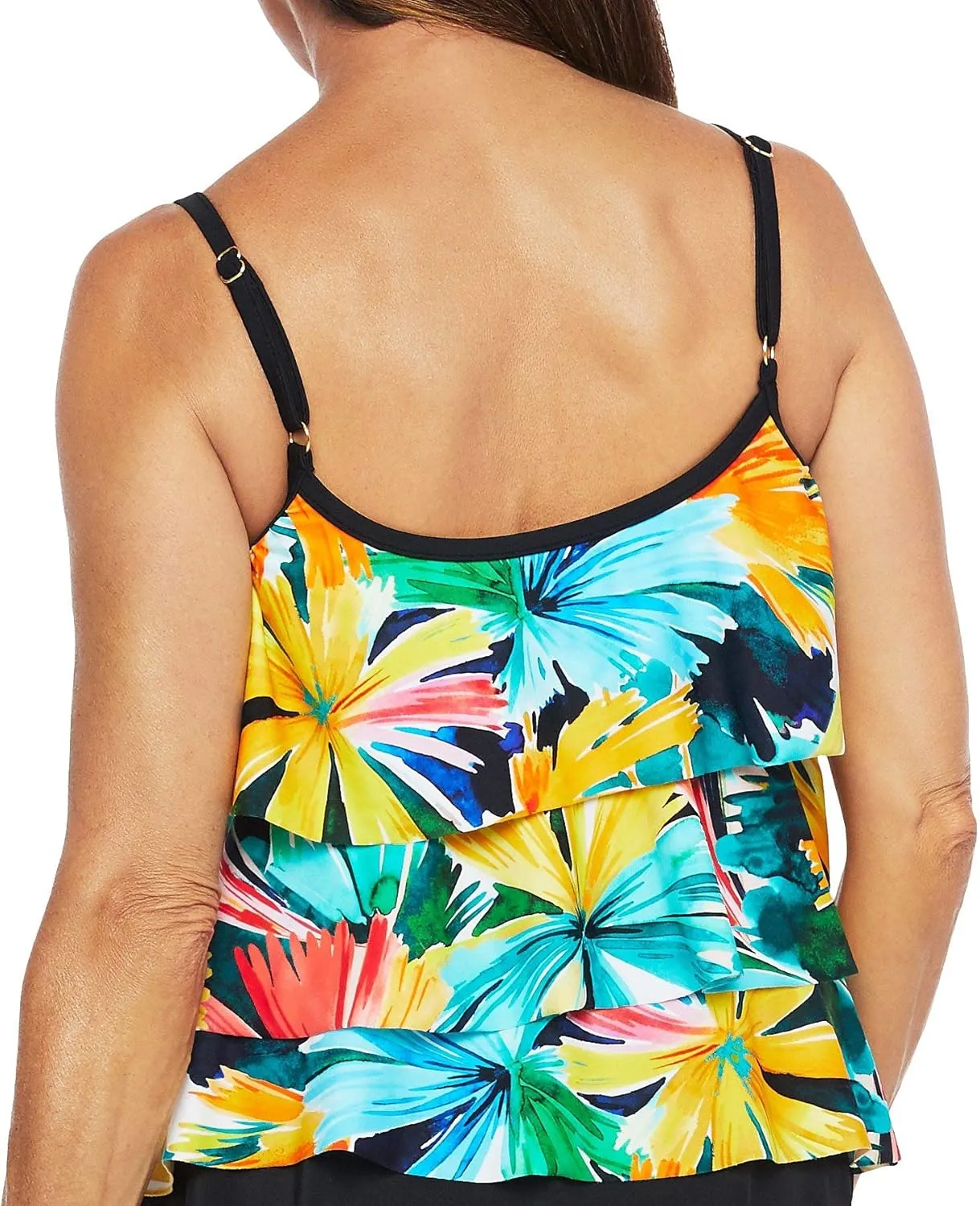 Maxine Of Hollywood Women's 3-Tiered Ruffle Tankini Swimsuit Top