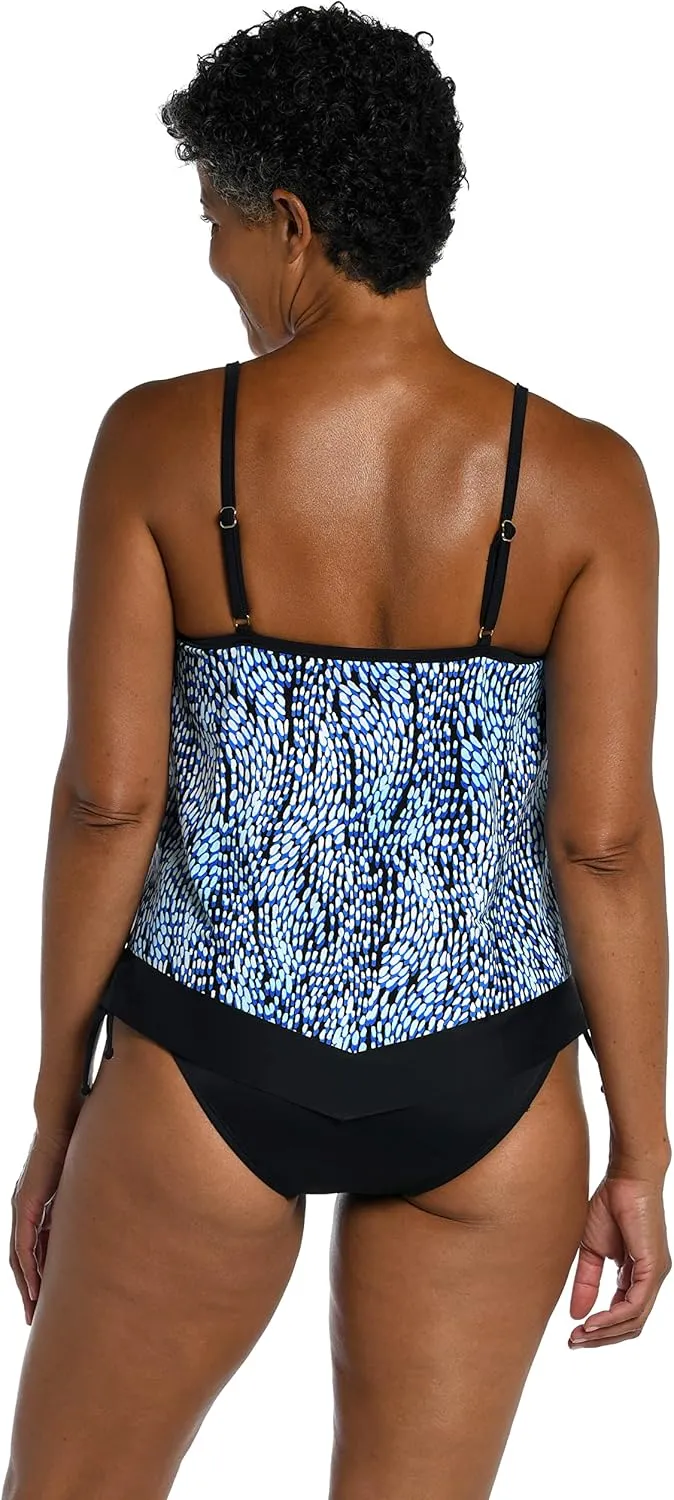 Maxine Of Hollywood Women's V-Neck Flutter Tankini Swimsuit Top