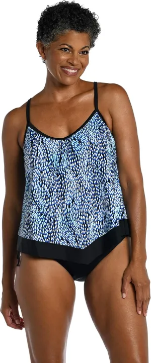 Maxine Of Hollywood Women's V-Neck Flutter Tankini Swimsuit Top