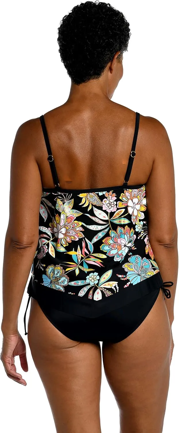 Maxine Of Hollywood Women's V-Neck Flutter Tankini Swimsuit Top