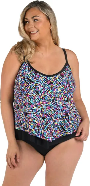 Maxine Of Hollywood Women's V-Neck Flutter Tankini Swimsuit Top