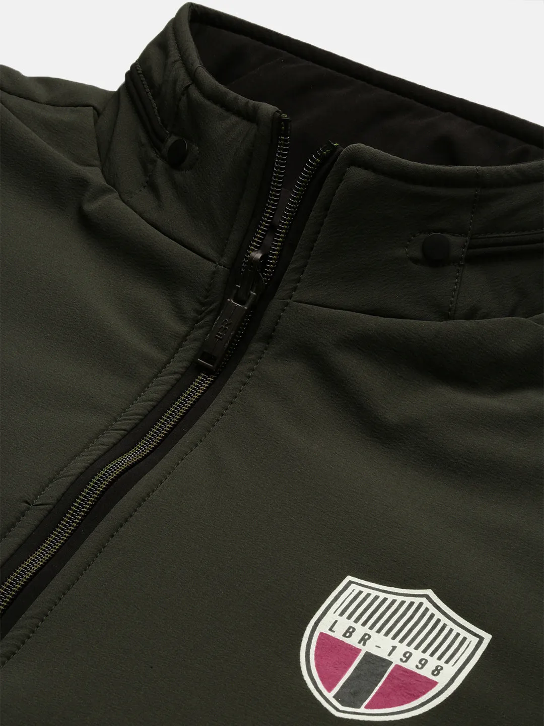 Men Olive Rapid-Dry Reversible Bomber Jacket