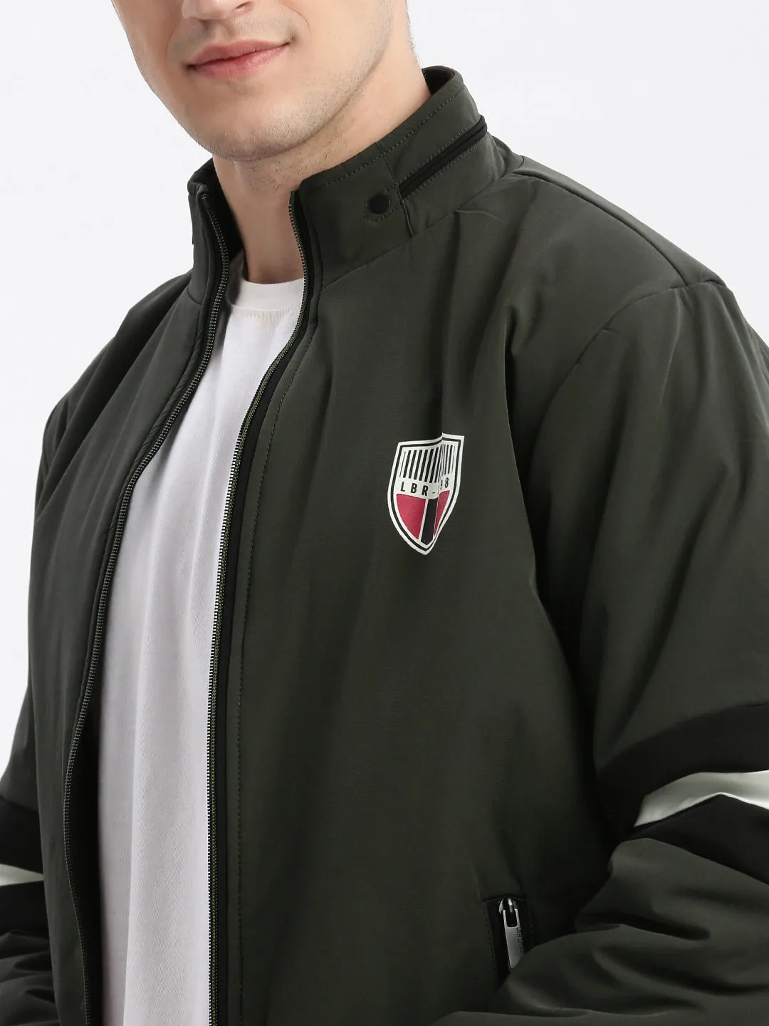 Men Olive Rapid-Dry Reversible Bomber Jacket