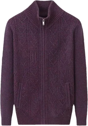 Men's 100% Solid Cashmere Zipper Knitted Cardigan Men's Sweater Coat