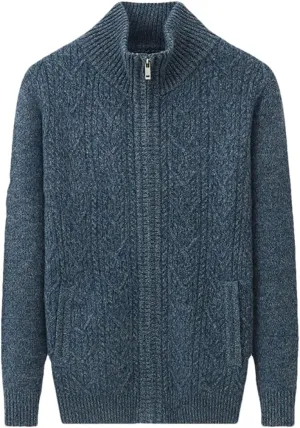 Men's 100% Solid Cashmere Zipper Knitted Cardigan Men's Sweater Coat
