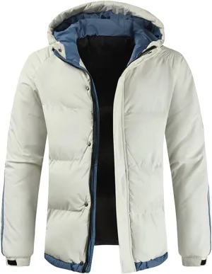 Mens Autumn And Winter Fashion Casual Solid Color Padded Warm Cotton Coat Cotton Padded Jacket plus Size for Men