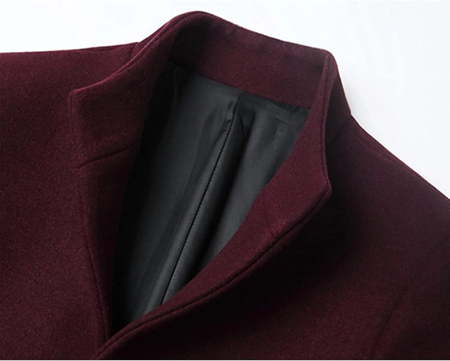 Men's Classic Notched Collar Single Breasted Wool Blend Pea Coat Long Trench Coat Casual Cotton Blend Peacoat