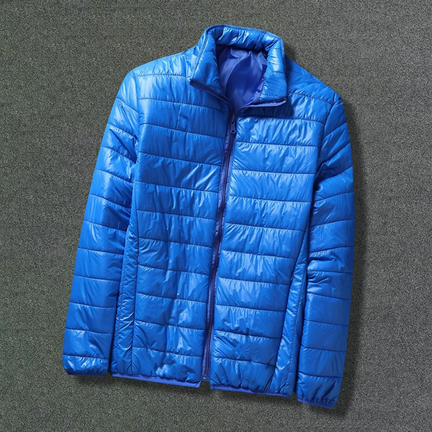 Men's Down Jacket Winter Warm Zipper Stand Collar Cardigan Casual Pocket Long Sleeves Cotton Padded Jackets Coat
