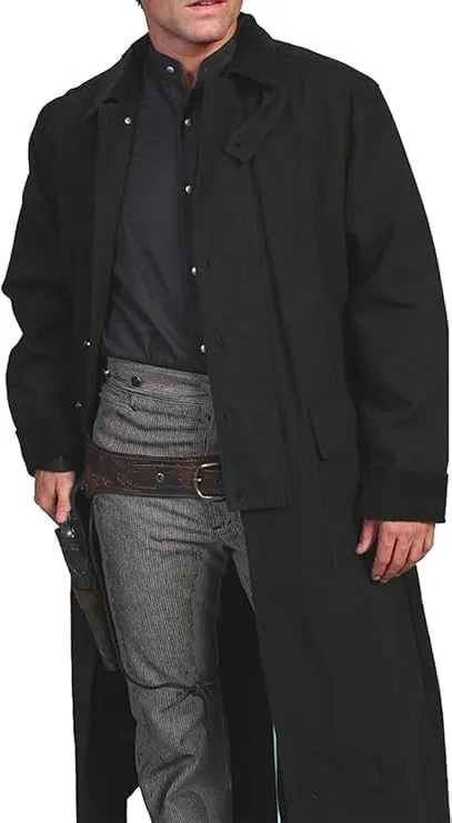 Men's Full Length Old Cowboy Coat - Western Duster Long Cotton Coats for Men