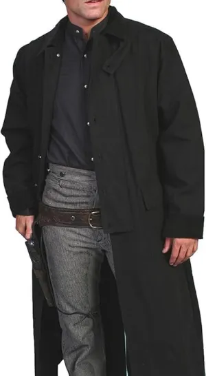 Men's Full Length Old Cowboy Coat - Western Duster Long Cotton Coats for Men