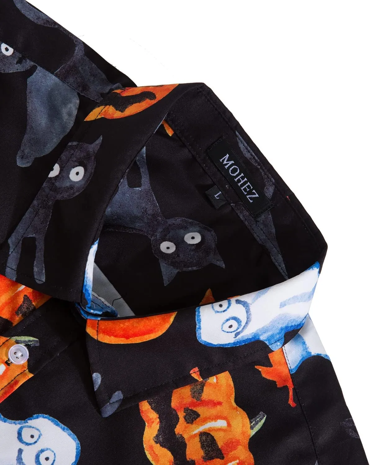 Mens Halloween Shirt Long Sleeve Ugly Pumpkin Casual Button Down Dress Shirts Adult Costume