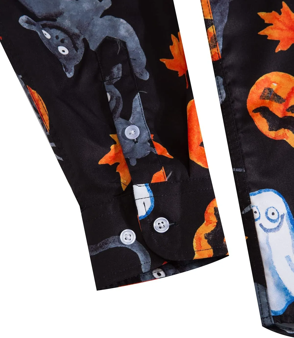 Mens Halloween Shirt Long Sleeve Ugly Pumpkin Casual Button Down Dress Shirts Adult Costume