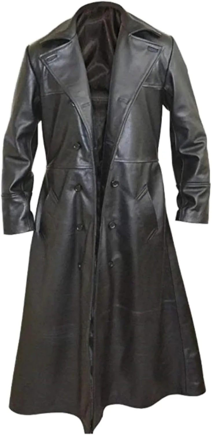 Men's Lee Brandon Movie The Crow Draven Eric Black Leather Trench Coat - Man Steampunk Halloween Costume