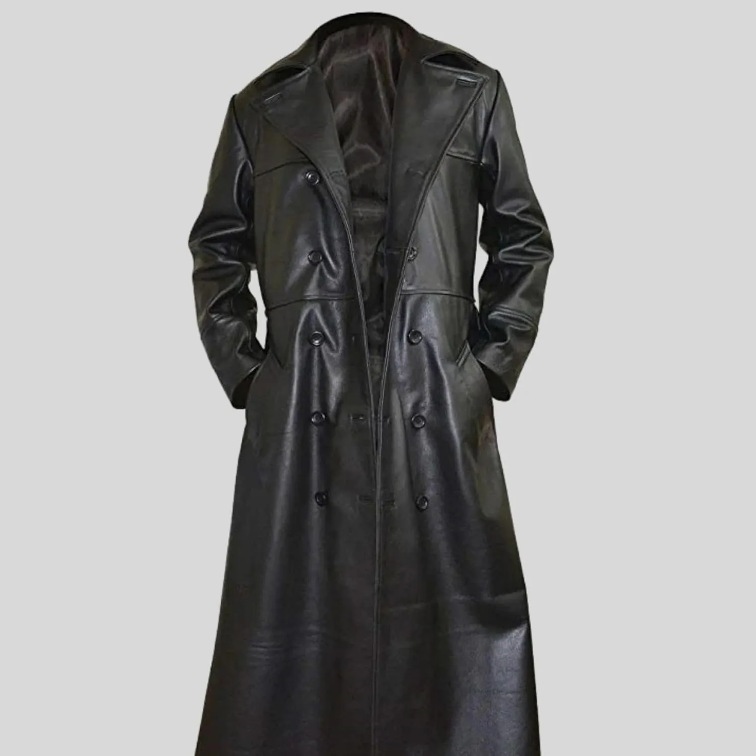Men's Lee Brandon Movie The Crow Draven Eric Black Leather Trench Coat - Man Steampunk Halloween Costume