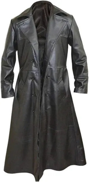 Men's Lee Brandon Movie The Crow Draven Eric Black Leather Trench Coat - Man Steampunk Halloween Costume