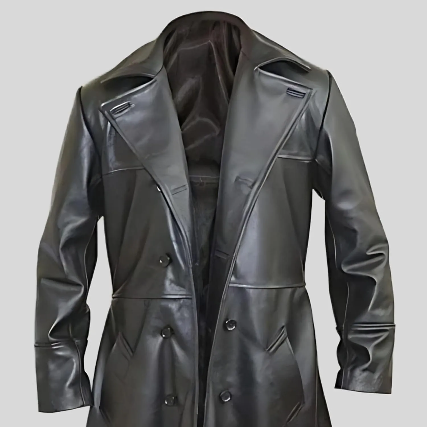Men's Lee Brandon Movie The Crow Draven Eric Black Leather Trench Coat - Man Steampunk Halloween Costume
