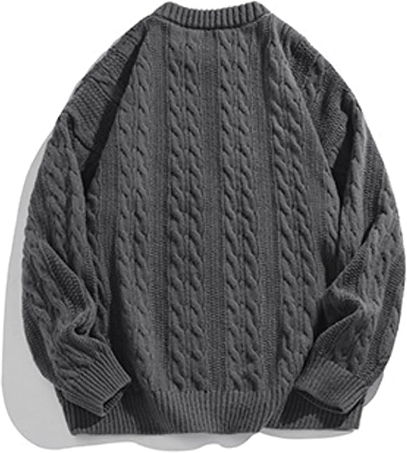 Mens Oversized Sweater Unisex Long Sleeve Cable Knit Sweaters Aesthetic Streetwear Casual Sweater Jumper Tops