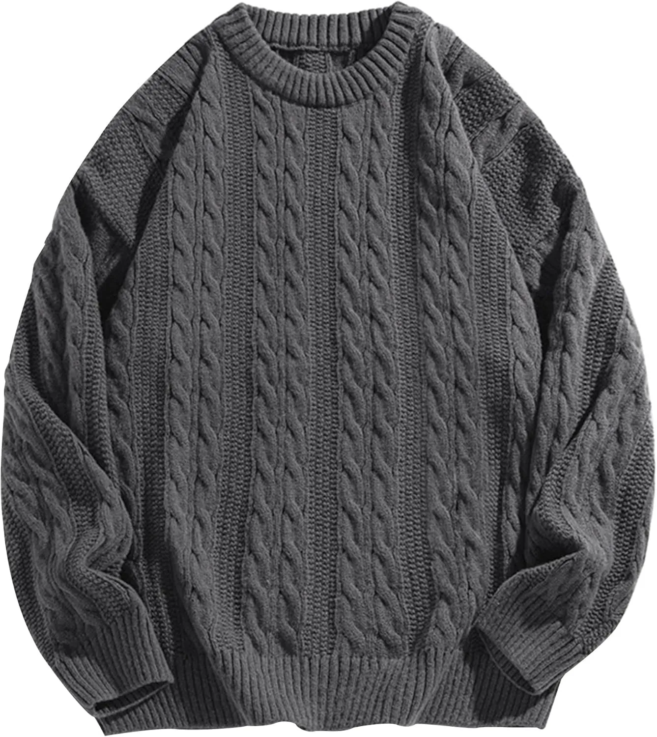 Mens Oversized Sweater Unisex Long Sleeve Cable Knit Sweaters Aesthetic Streetwear Casual Sweater Jumper Tops