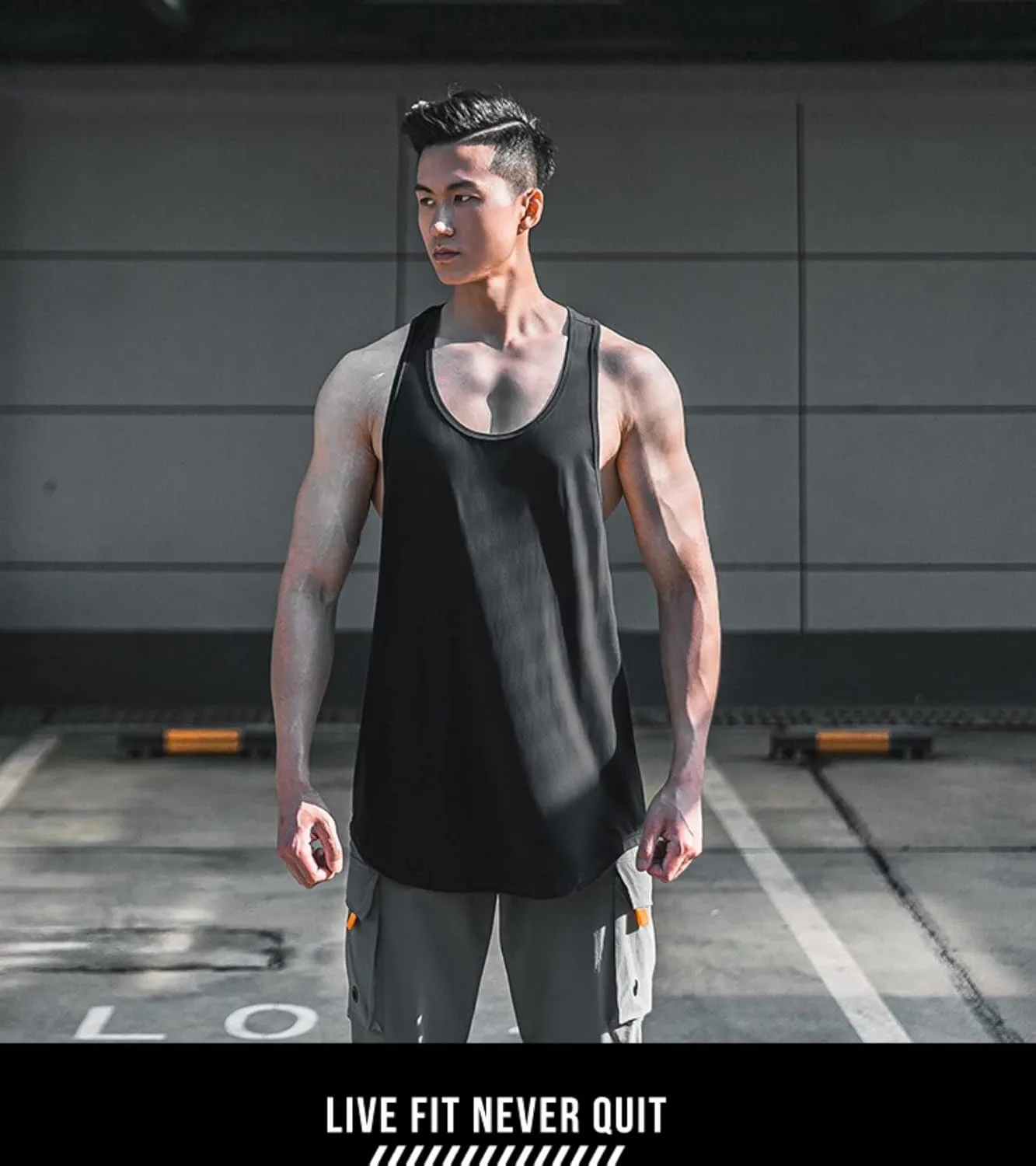 Men's training fitness solid color loose breathable bodybuilding large size quick dry sleeveless T-shirt