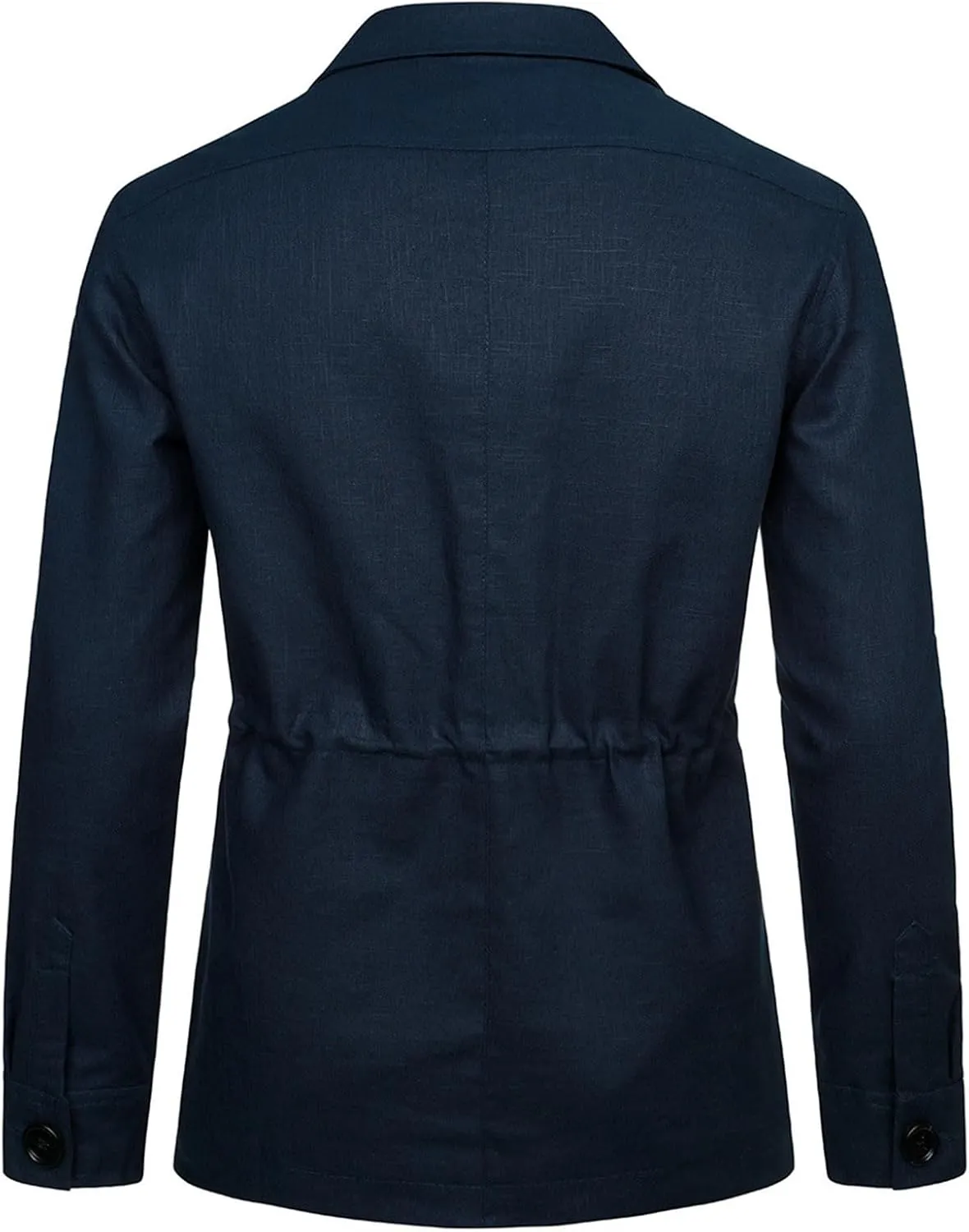 Men's Vintage Blazers Casual Long Sleeve Button Down Linen Jacket Trendy Business Shirt Coat Outwear with 4 Pockets