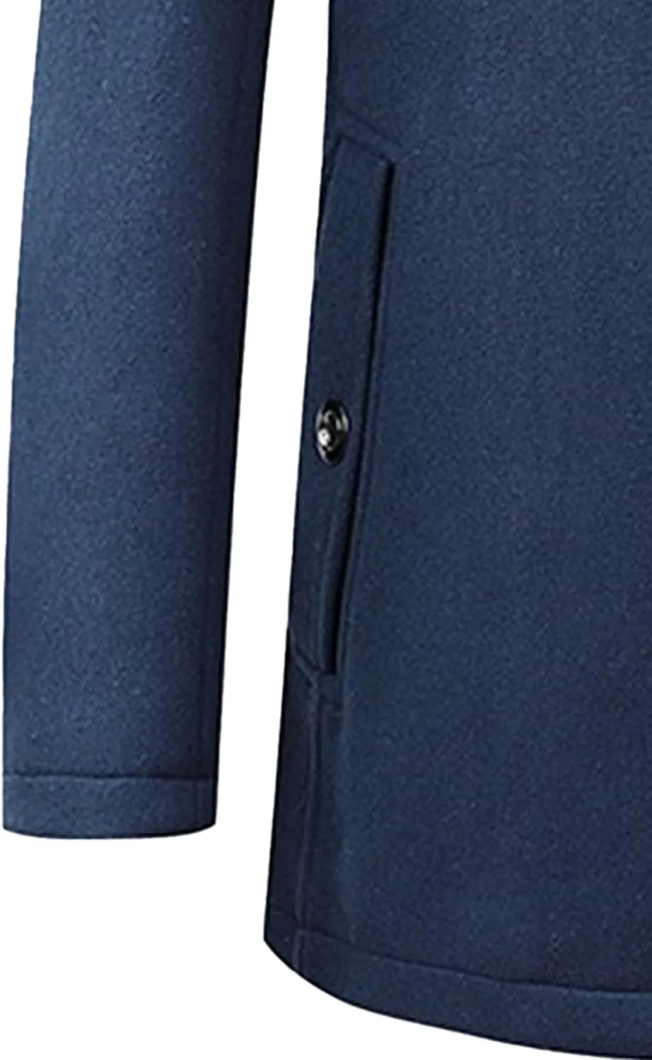 Mens Winter Thicken Wool Jacket Woolen Trench Coat with Detachable Scarf Notched Collar Single Breasted Pea Coats
