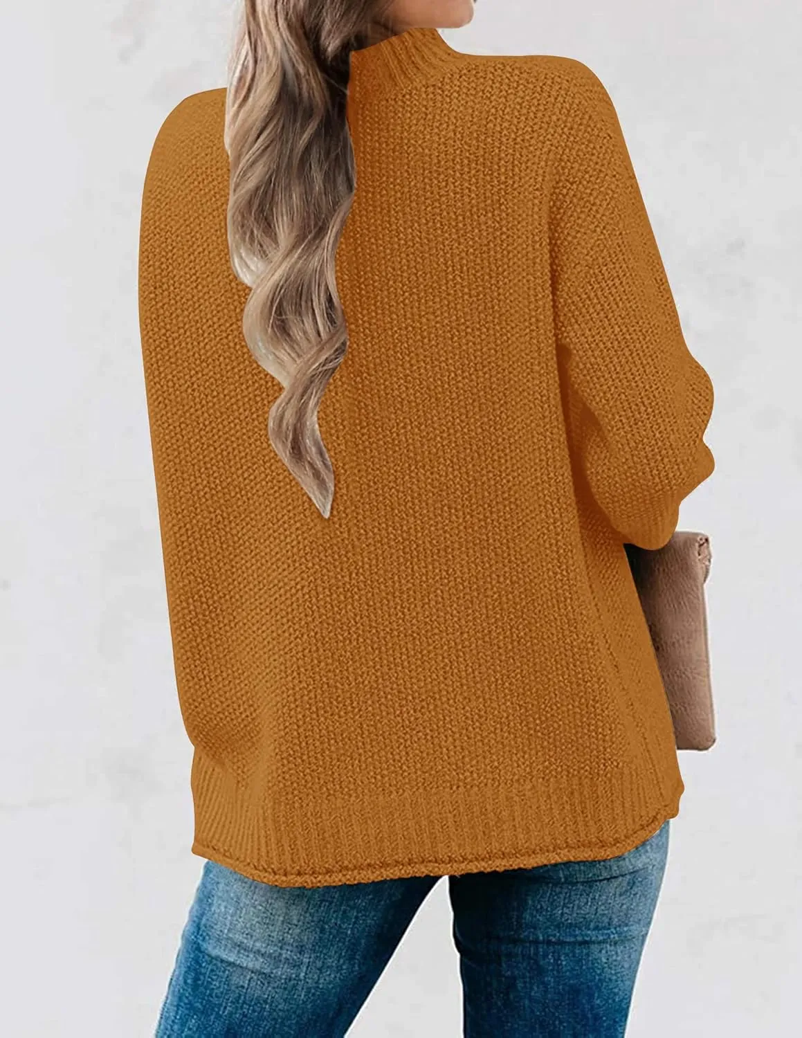 MEROKEETY Women's Long Sleeve Turtleneck Cozy Knit Sweater Casual Loose Pullover Jumper Tops
