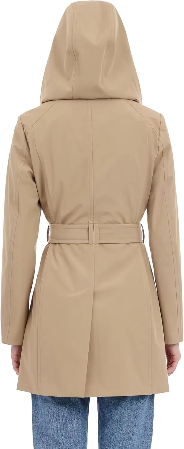 Michael Kors Women's Belted Raincoat with Detachable Hood