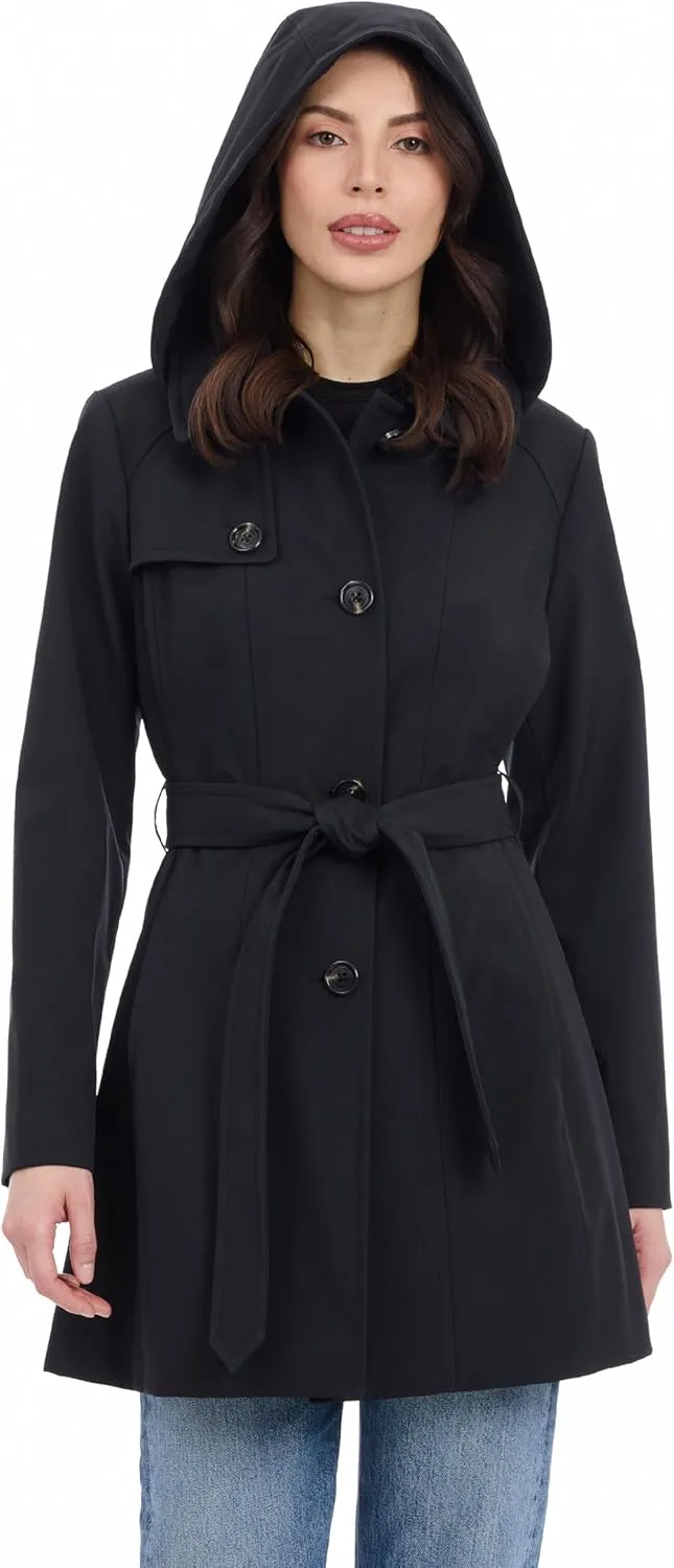 Michael Kors Women's Belted Raincoat with Detachable Hood