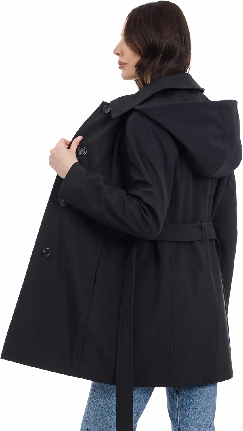 Michael Kors Women's Belted Raincoat with Detachable Hood
