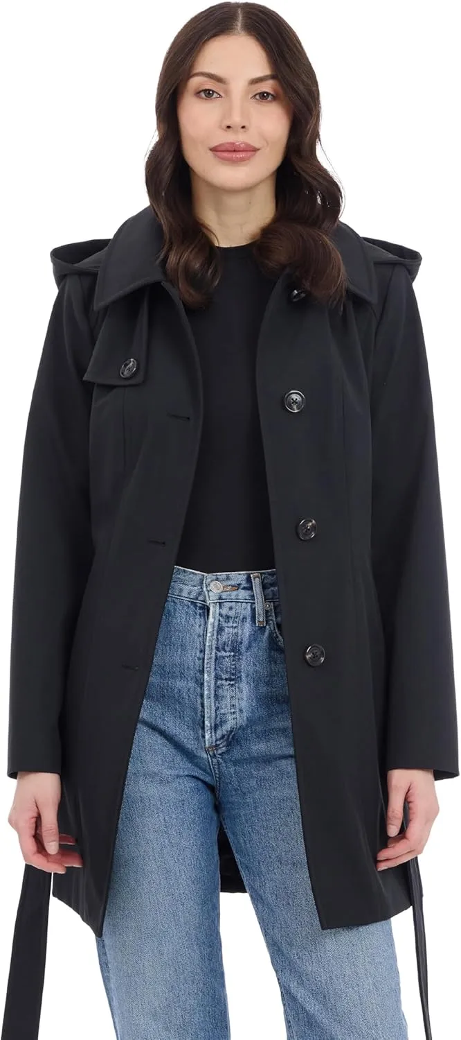 Michael Kors Women's Belted Raincoat with Detachable Hood