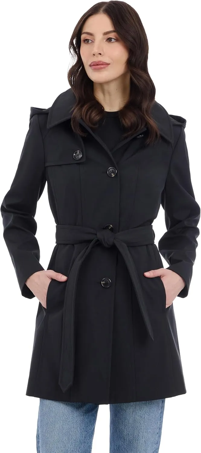 Michael Kors Women's Belted Raincoat with Detachable Hood