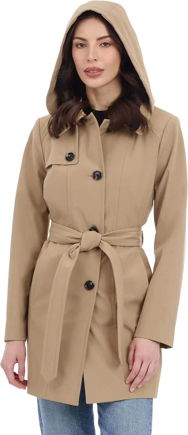 Michael Kors Women's Belted Raincoat with Detachable Hood