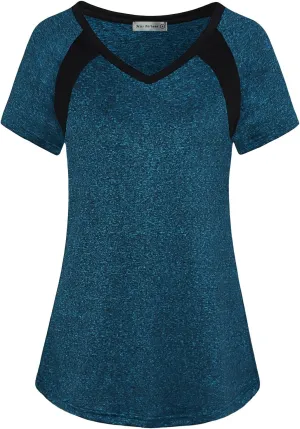 MISS FORTUNE Womens Active Wear Exercise Top Yoga Shirt Workout Clothes