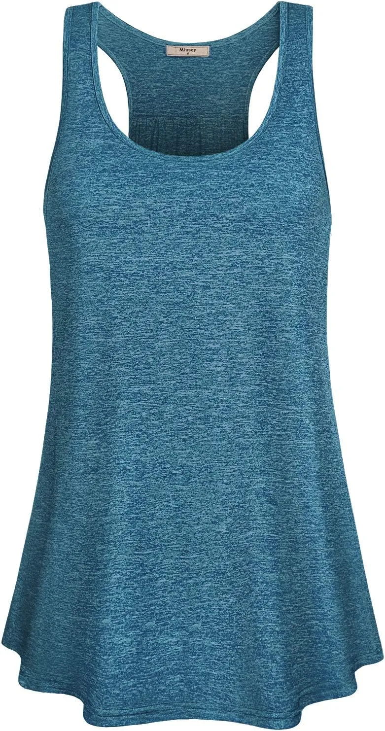 Miusey Womens Sleeveless Loose Fit Yoga Workout Racerback Tank Top