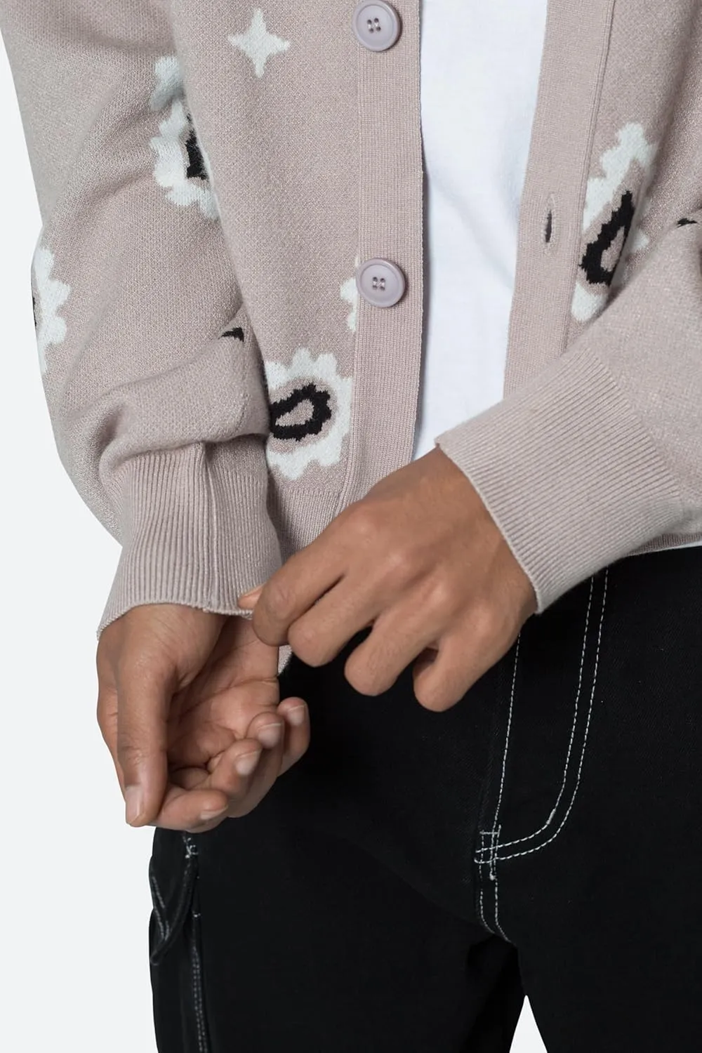 mnml Men's Paisley Cardigan Sweater