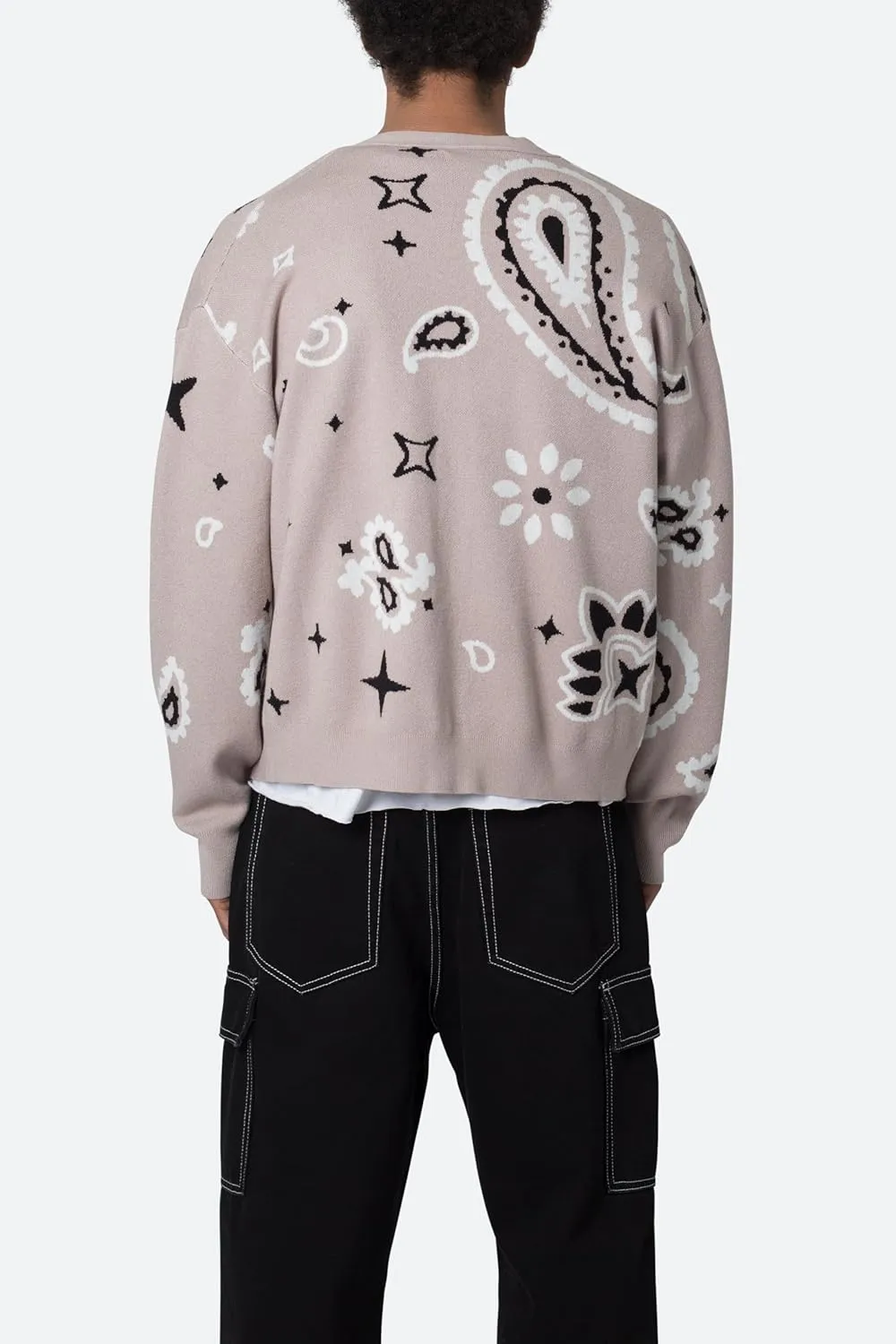 mnml Men's Paisley Cardigan Sweater