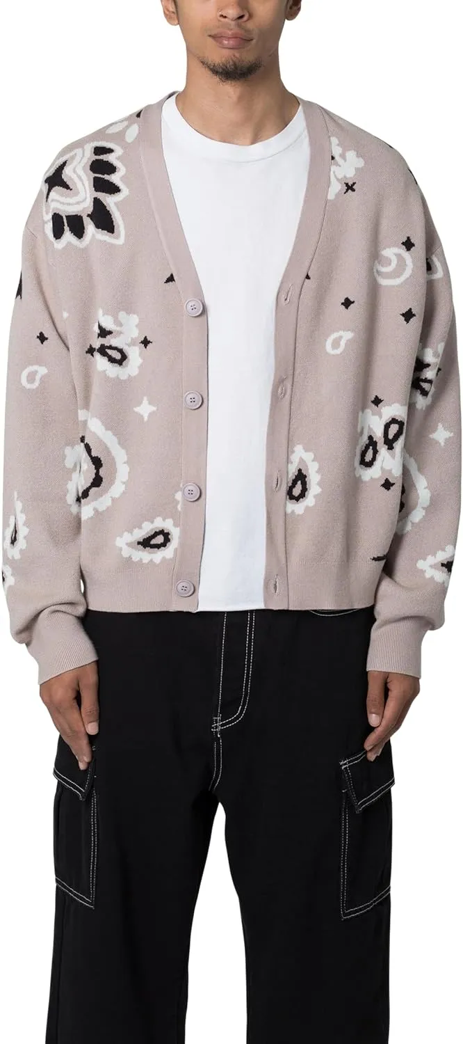 mnml Men's Paisley Cardigan Sweater