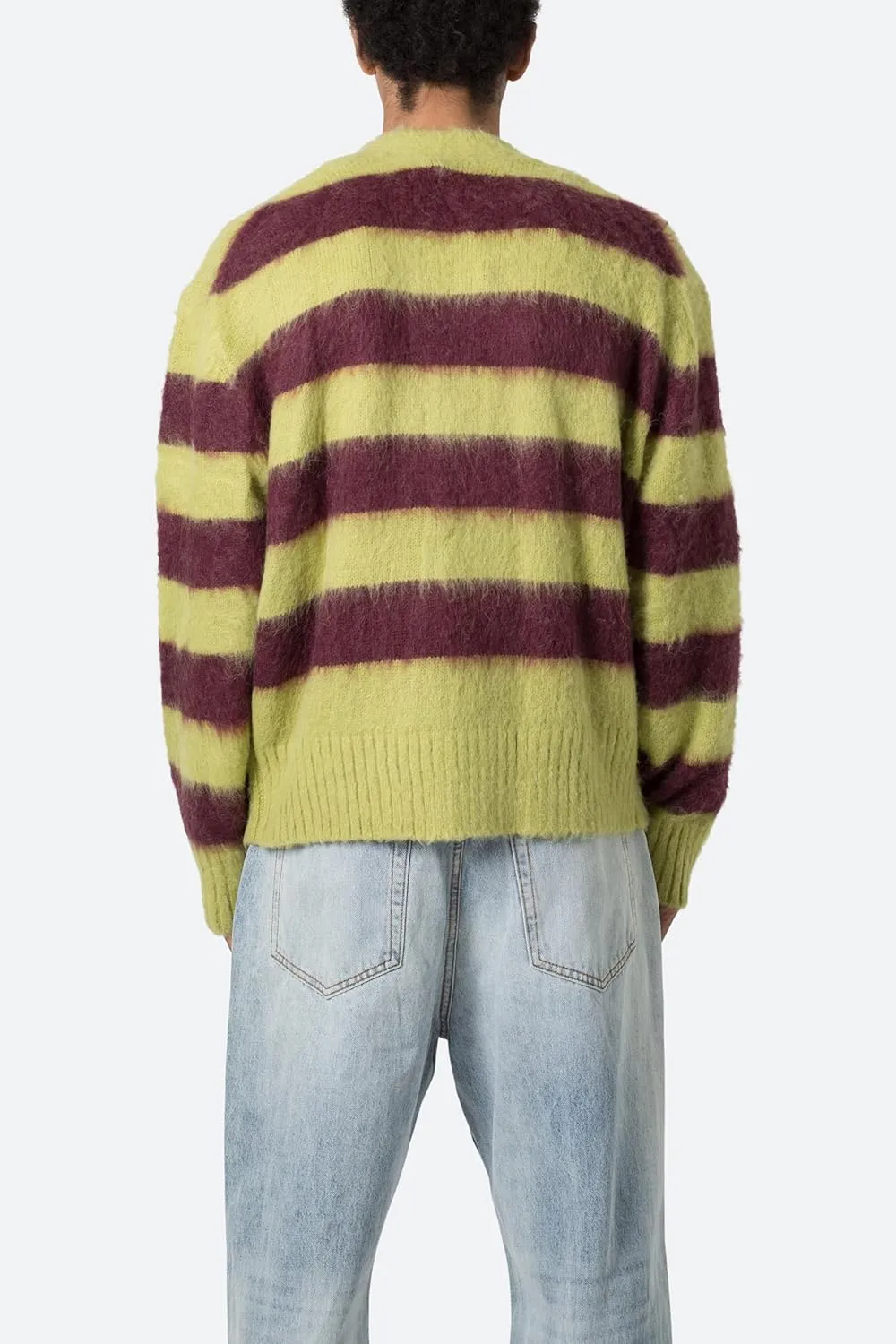 mnml Men's Striped Mohair Cardigan Sweater